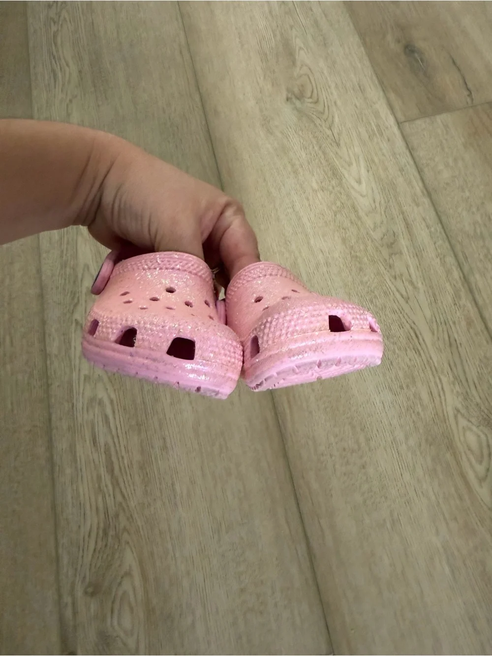 5C Crocs Kids Glitter Pink Clog Shoes - Comfortable Slip-On